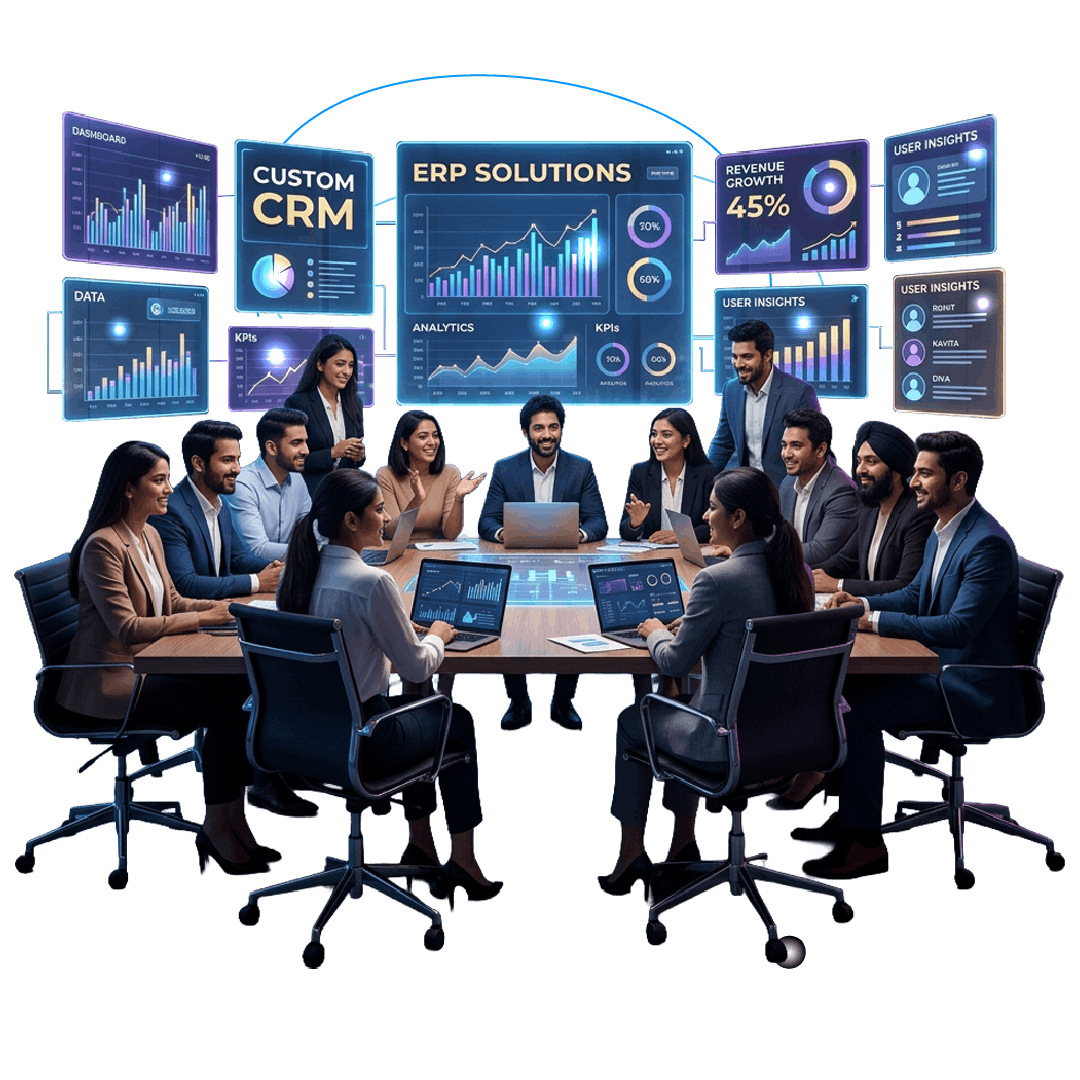 GST-ready manufacturing ERP and CRM screens used by an Ahmedabad factory sales and stores team.