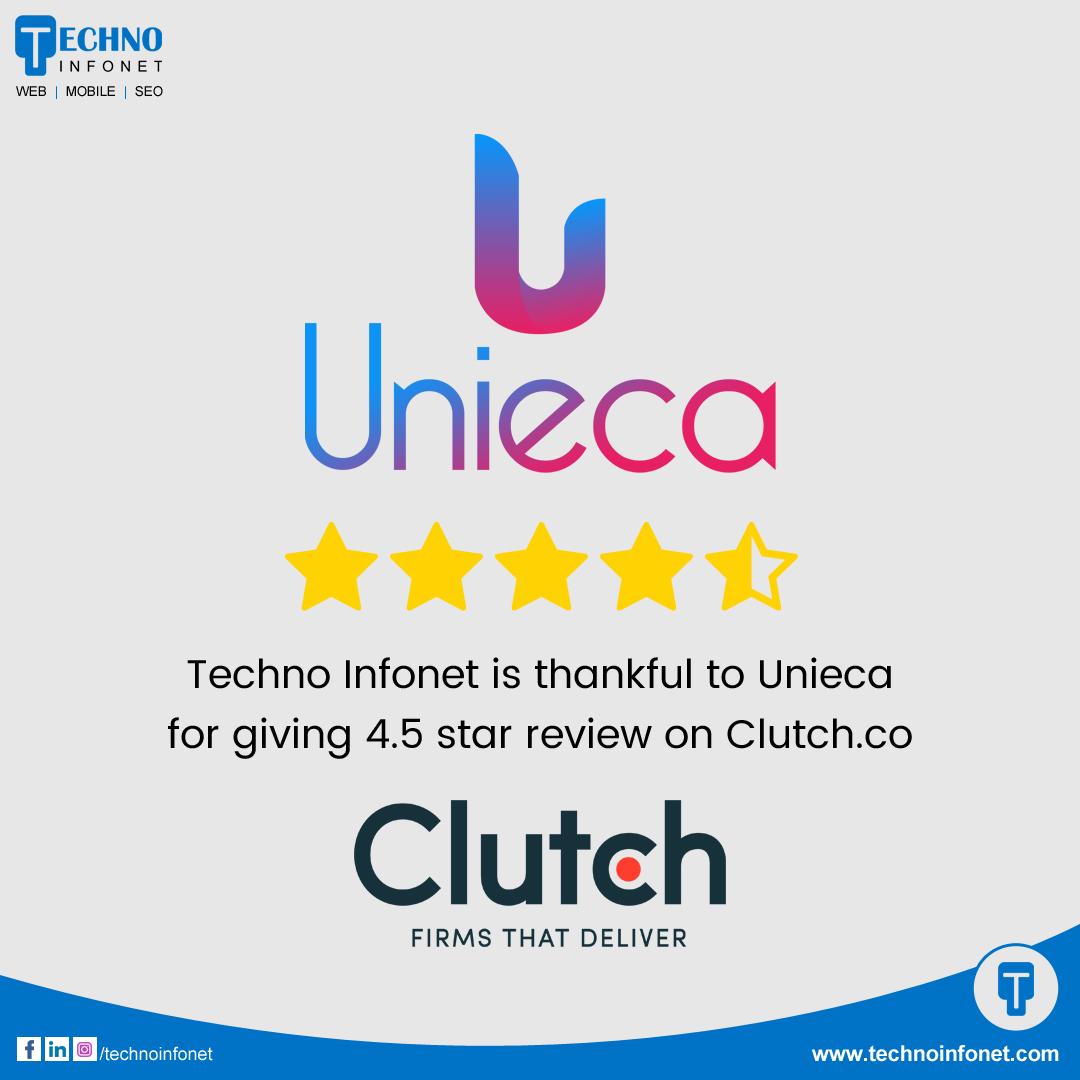 Techno Infonet is thankful to Unieca for giving 4.5 star review on clutch.co